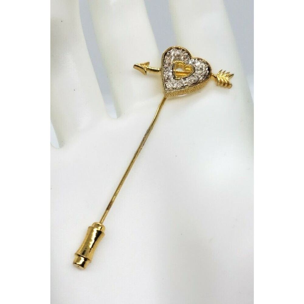 Vintage Franklin Mint 1979 Lover's Heart 24 Kt Gold Over Silver Stick Pin Brooch - Picture 12 of 12